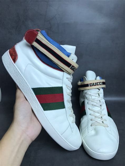 gucci stripe ace high-top sneakers|More.